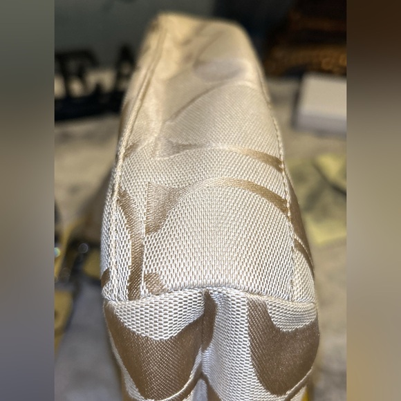 Coach Signature Yellow Stripe Canvas Leather Strap Handbag F19218 - Picture 6 of 14